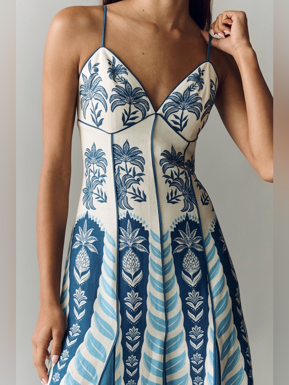 NWT  Farm Rio Sleeveless V-Neck A-Line Maxi Dress - Picture 2 of 4